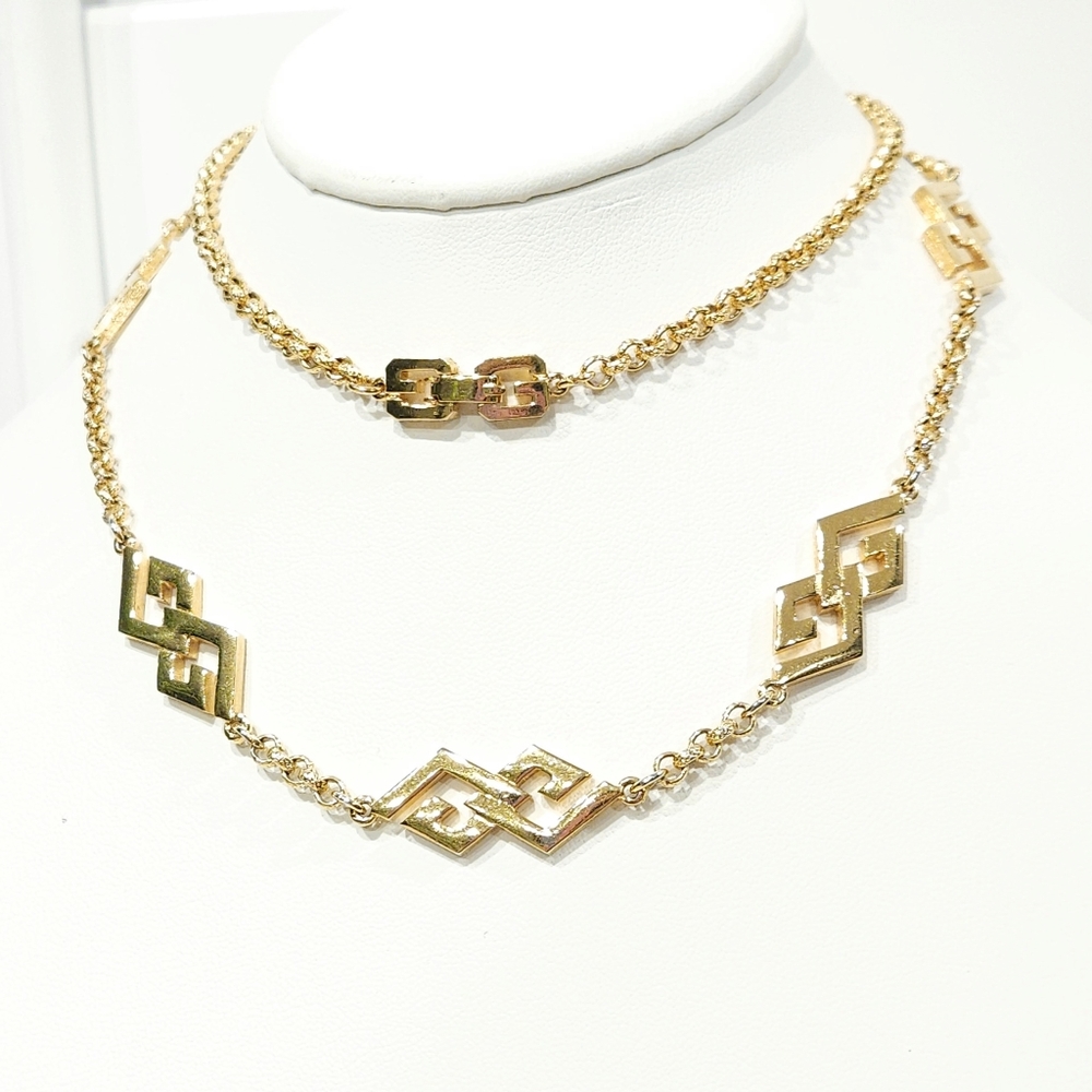 Givenchy Necklace Gold Tone Interlinked G Logo  30" Long Signed Givenchy